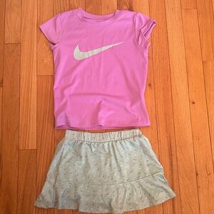 Nike Girls Pinkish Purple  Tee with Mint Skort Set